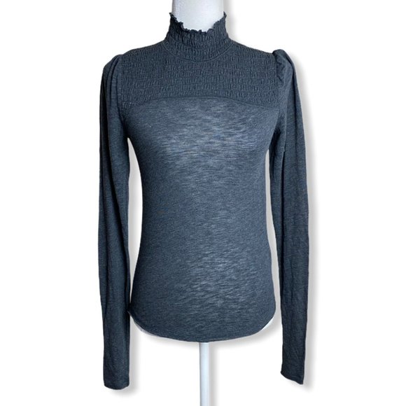 Free People Caroline Smocked Turtleneck Top Sz S - Picture 2 of 10